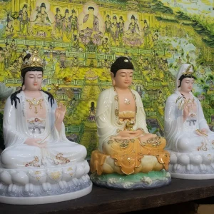 tượng tây phương tam thánh bằng bột đá