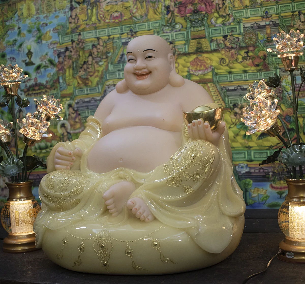tượng phật di lặc bằng bột đá thạch anh