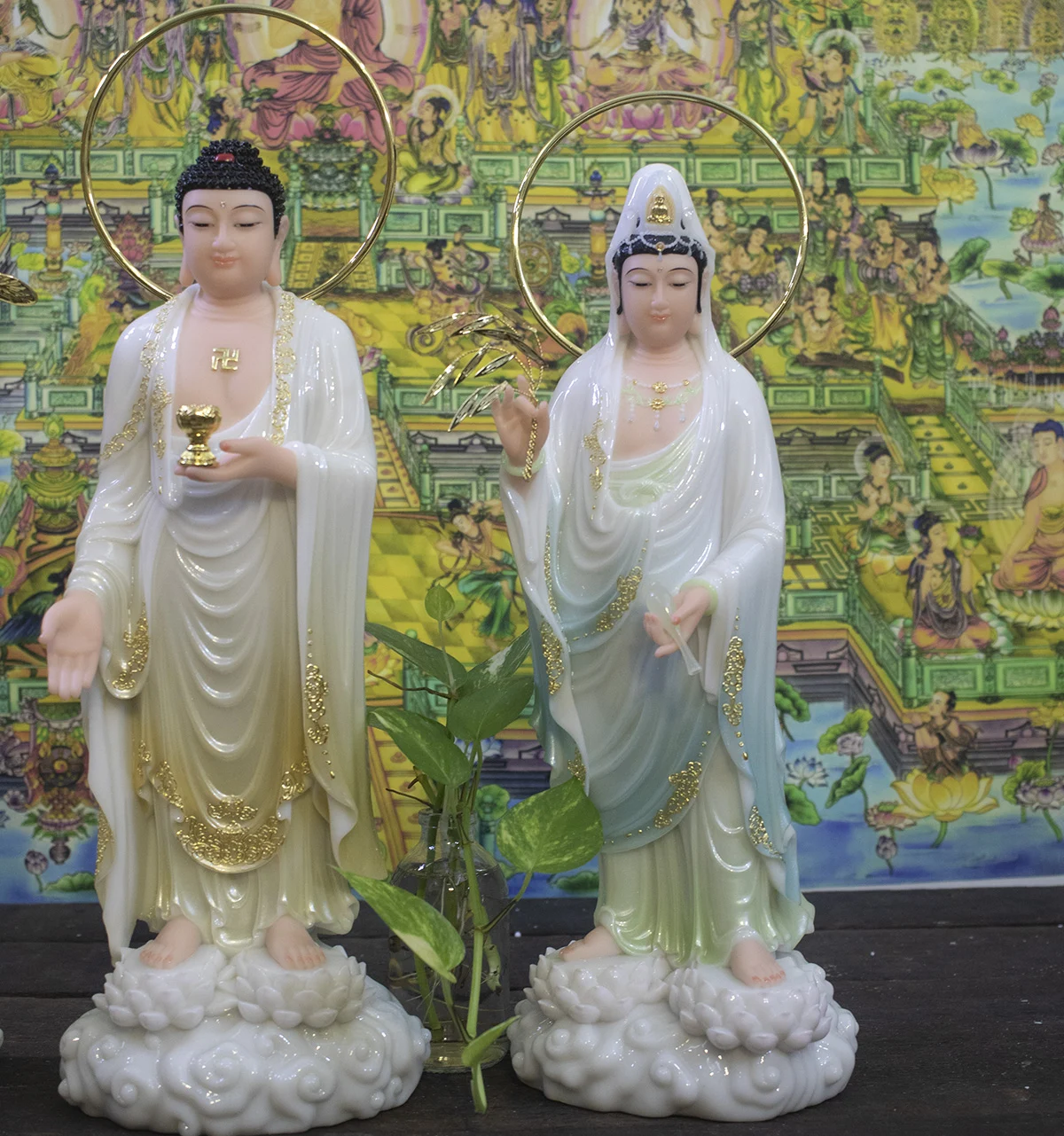 tượng phật a di đà và quan âm bồ tát