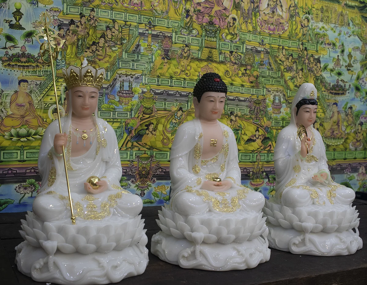 Tượng Ta Bà Tam Thánh bột đá trắng