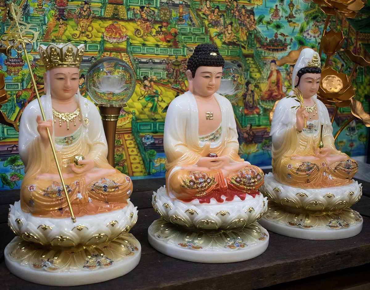 Tượng Ta Bà Tam Thánh bột đá nhiều màu