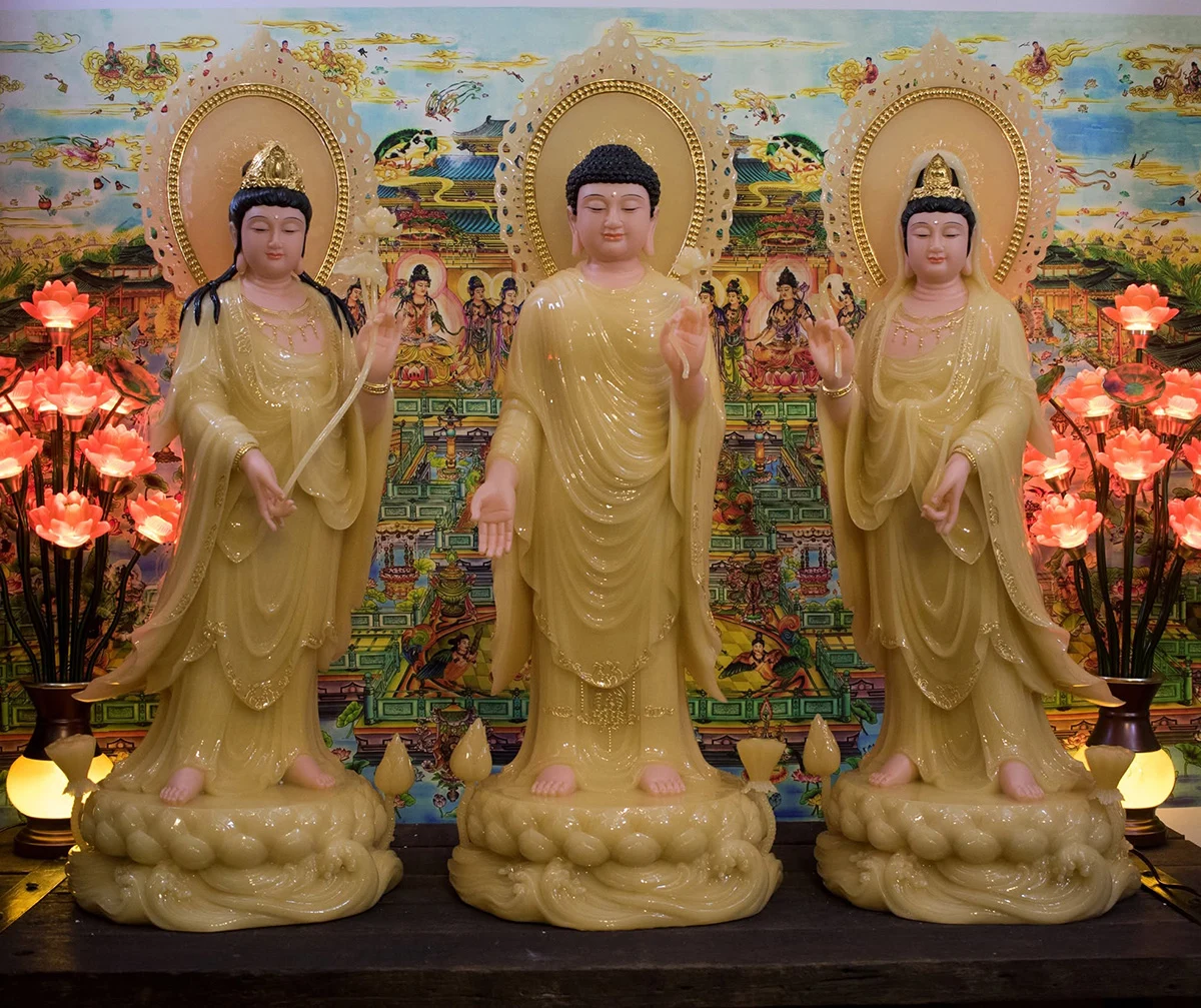 tượng Tây Phương Tam Thánh đứng thạch anh