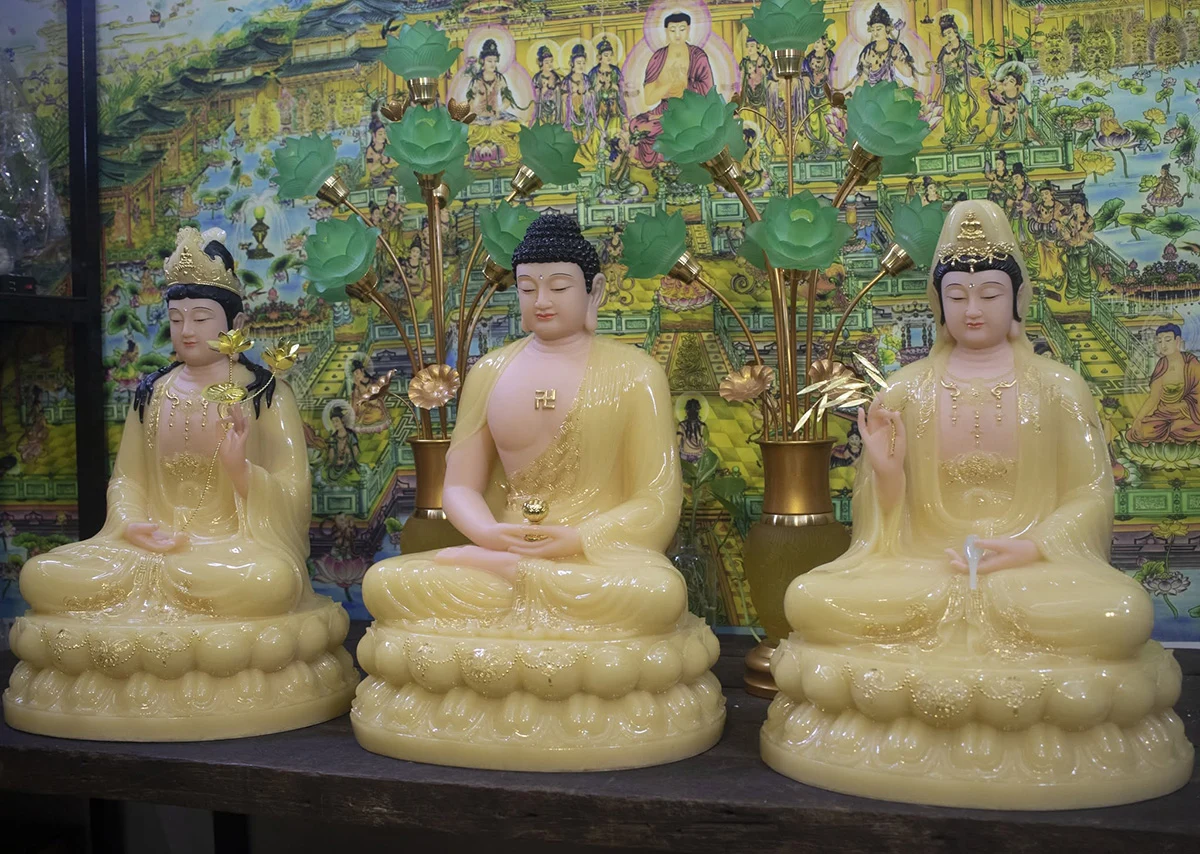 tượng Tây Phương Tam Thánh ngồi đài sen